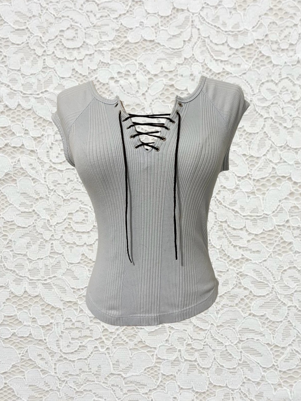 vintage baby blue lace up raglan baseball shirt sleeve baby tee top‎